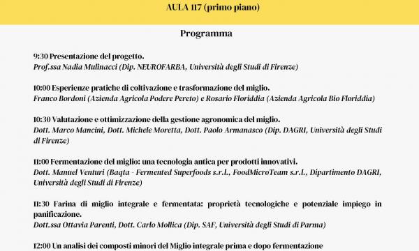 Workshop “Cereali minori e fermentazione: il caso del miglio nel progetto UPTOMI”